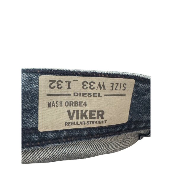 vintage Diesel Viker Regular-Straight Mens 33x32 Distressed Blue Denim Jeans Cas - Picture 5 of 6